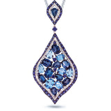 0.56ct Diamond & 13.31ct Blue & London Blue Topaz & Blue Sapphire 14k White Gold Pendant