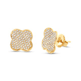 0.53ct 14k Yellow Gold Diamond Pave Clover Stud Earring