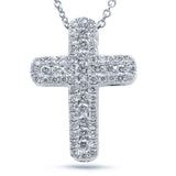 0.48ct 14k White Gold Diamond Cross Necklace