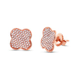 0.53ct 14k Rose Gold Diamond Pave Clover Stud Earring