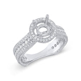 1.60ct 18k White Gold Diamond Semi-mount Ring for 1.00ct Center Size 7