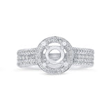 1.60ct 18k White Gold Diamond Semi-mount Ring for 1.00ct Center Size 7