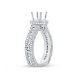 1.60ct 18k White Gold Diamond Semi-mount Ring for 1.00ct Center Size 7