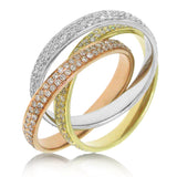 1.22ct 14k Three-tone Gold Diamond Eternity Ring 3-pc Size 7