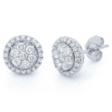 0.82ct 14k White Gold Diamond Cluster Stud Earring