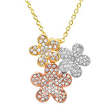 0.32ct 14k Three-tone Gold Diamond Flower Pendant