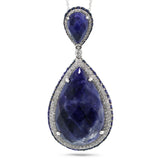 0.73ct Diamond & 26.35ct Sodalite & BlueSapphire 14k White Gold Pendant