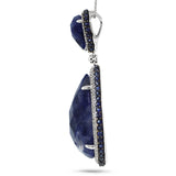 0.73ct Diamond & 26.35ct Sodalite & BlueSapphire 14k White Gold Pendant