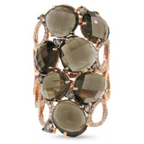 0.51ct White & Champagne Diamond & 13.20ct Smokey Topaz 14k Rose Gold Ring
