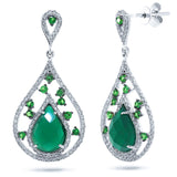0.60ct Diamond & 3.50ct Green Agate & Green Garnet 14k White Gold Earring