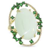 0.16ct Diamond & 17.69ct Green Carbonate & Green Garnet 14k Yellow Gold Ring