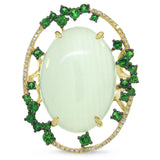 0.16ct Diamond & 17.69ct Green Carbonate & Green Garnet 14k Yellow Gold Ring