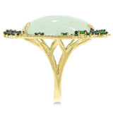 0.16ct Diamond & 17.69ct Green Carbonate & Green Garnet 14k Yellow Gold Ring