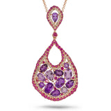 0.53ct Diamond & 8.27ct Amethyst & Pink Sapphire 14k Rose Gold Pendant