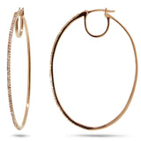 0.37ct 14k Rose Gold Diamond Oval Hoop Earring