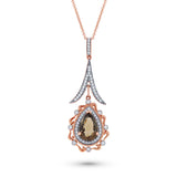 0.46ct Diamond & 3.00ct Smokey Topaz 14k Two-tone Rose Gold Pendant
