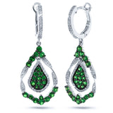 0.37ct Diamond & 1.63ct Green Garnet 14k White Gold Earring