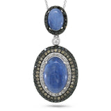0.70ct White, Champagne & Black Diamond & 6.08ct Kyanite 14k White Gold Pendant