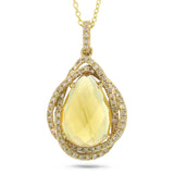 0.25ct Diamond & 3.00ct Citrine 14k Yellow Gold Pendant