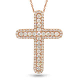 0.81ct 14k Rose Gold Diamond Cross Necklace