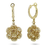 0.39ct Diamond & 4.34ct Golden Line Quartz 14k Yellow Gold Earring