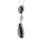 0.44ct Diamond & 11.83ct Smokey Topaz 14k White Gold Pendant