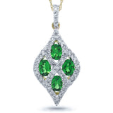 0.26ct Diamond & 0.66ct Green Garnet 14k Two-tone Gold Pendant