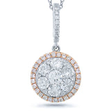 0.88ct 14k Two-tone Rose Gold Diamond Cluster Pendant