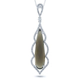 0.32ct Diamond & 6.69ct Smokey Topaz 14k White Gold Pendant