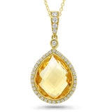 0.17ct Diamond & 4.49ct Citrine 14k Yellow Gold Pendant
