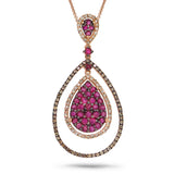0.63ct White & Champagne Diamond & 1.12ct Ruby 14k Rose Gold Pendant