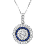 1.08ct Diamond & 0.17ct Blue Sapphire 14k White Gold Pendant