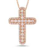 0.53ct 14k Rose Gold Diamond Cross Necklace