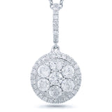 0.88ct 14k White Gold Diamond Cluster Pendant