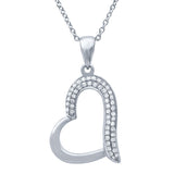 0.13ct 14k White Gold Diamond Heart Necklace