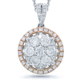 1.17ct 14k Two-tone Rose Gold Diamond Cluster Pendant