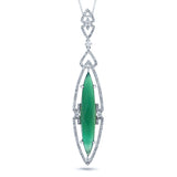 0.57ct Diamond & 5.64ct Green Agate 14k White Gold Pendant