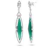 1.02ct Diamond & 7.49ct Green Agate 14k White Gold Earring