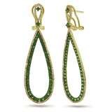 0.66ct Diamond & 1.70ct Green Garnet 14k Yellow Gold Earring