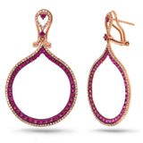 0.65ct Diamond & 1.71ct Pink Sapphire 14k Rose Gold Earring