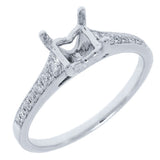0.24ct 14k White Gold Diamond Semi-mount Ring for 5x5mm Center