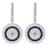 1.46ct Diamond & 0.20ct Blue Sapphire 14k White Gold Earring