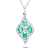 0.26ct Diamond & 0.57ct Emerald 14k White Gold Pendant