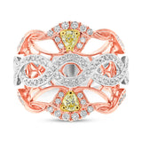 0.88ct 18k Three-tone Gold White & Fancy Color Diamond Ring