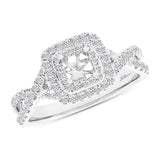 0.51ct 14k White Gold Diamond Semi-mount Ring for 4.5x4.5mm Center