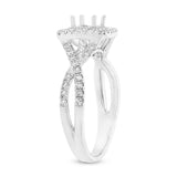 0.51ct 14k White Gold Diamond Semi-mount Ring for 4.5x4.5mm Center