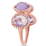 0.27ct Diamond & 3.47ct Amethyst 14k Rose Gold Ring