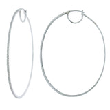 0.58ct 14k White Gold Diamond Oval Hoop Earring