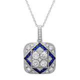 0.93ct Diamond & 0.18ct Blue Sapphire 14k White Gold Pendant
