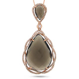 0.51ct Diamond & 15.06ct Smokey Topaz 14k Rose Gold Pendant